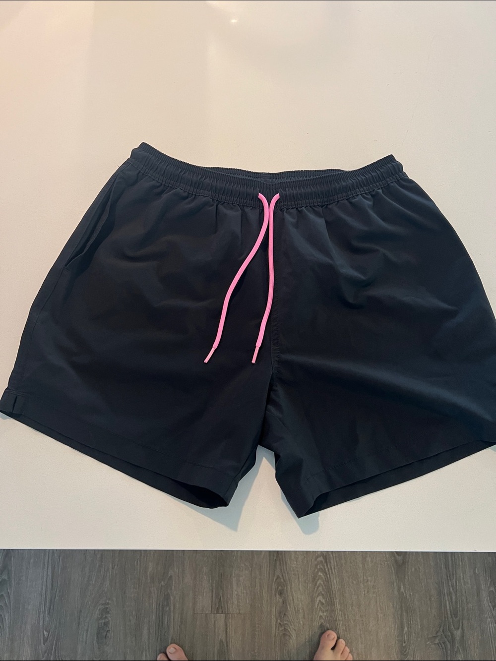 Chubbies Black Swim Shorts with Pink Drawstring